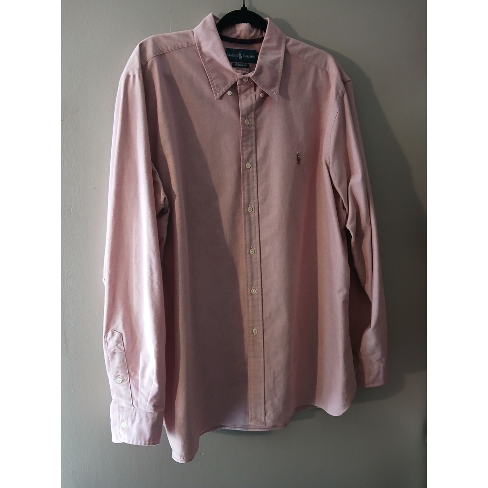 Ralph Lauren Mens XL Classic Fit‎ Oxford Button Down Shirt Pink Long Sleeve Pony